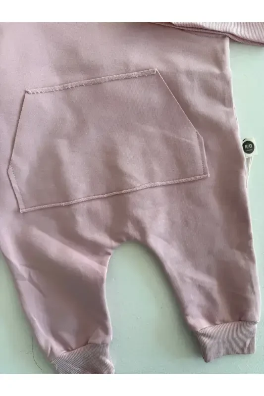 Baby Kangaroo Pocket Jumpsuit and Hat Set - 5