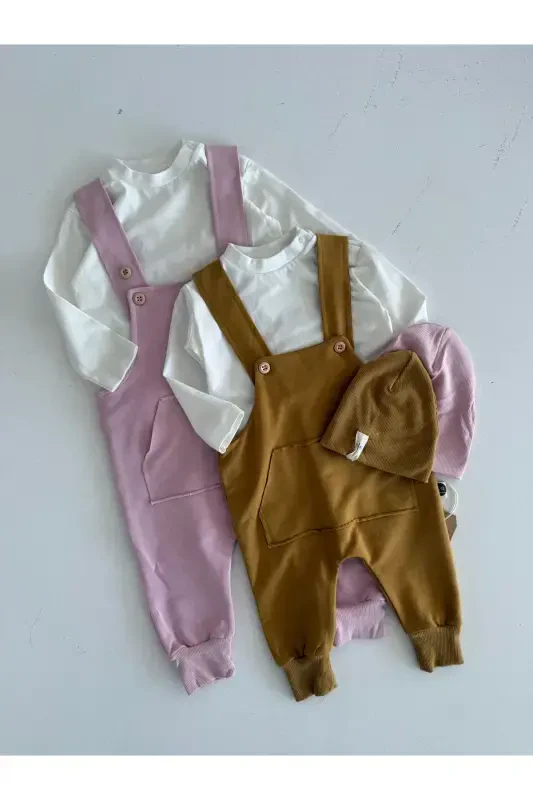 Baby Kangaroo Pocket Jumpsuit and Hat Set - 6