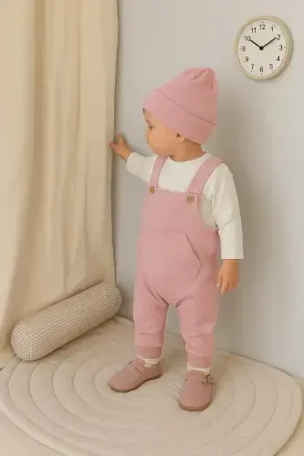 Baby Kangaroo Pocket Jumpsuit and Hat Set - 7