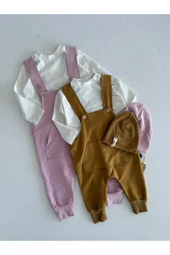 Baby Kangaroo Pocket Jumpsuit and Hat Set - 7