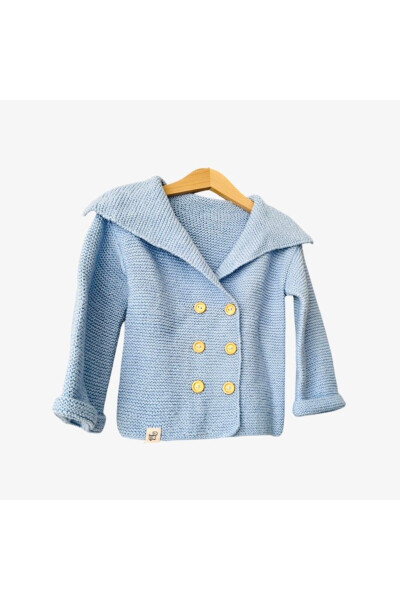 BABY KID GIRL BOY ECRU 100% COTTON HAND-KNITTED SWEATER SHAL COLLAR JACKET - BEE BY SISTERS