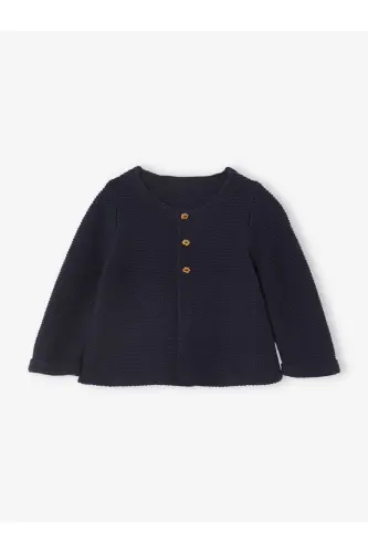 Baby & Kids Basic Knit Cardigan with Button Detail-Soft Black 