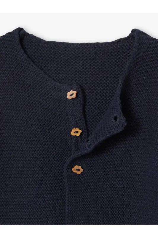 Baby & Kids Basic Knit Cardigan with Button Detail-Soft Black - 3