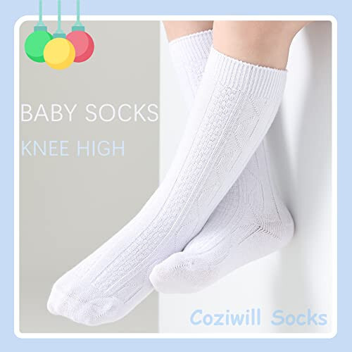 Baby Knee High Socks Girls Newborn Socks Boys Infant Tube Socks Cable Knit Knee High Stockings 0-3/3-6/6-12 Months 3/6 Pairs - 44