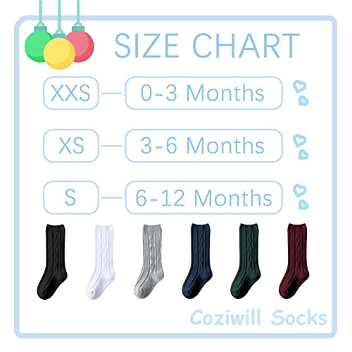 Baby Knee High Socks Girls Newborn Socks Boys Infant Tube Socks Cable Knit Knee High Stockings 0-3/3-6/6-12 Months 3/6 Pairs - 49