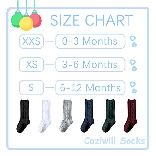 Baby Knee High Socks Girls Newborn Socks Boys Infant Tube Socks Cable Knit Knee High Stockings 0-3/3-6/6-12 Months 3/6 Pairs - 49