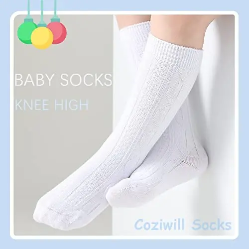 Baby Knee High Socks Girls Newborn Socks Boys Infant Tube Socks Cable Knit Knee High Stockings 0-3/3-6/6-12 Months 3/6 Pairs - MODAZONE (1)