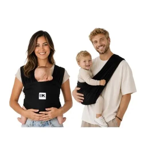 Baby K'tan Breeze Pre-Wrapped Baby Carrier & Wrap, Black, X-Small | Made to fit you & keep baby close. Use size guide. 100% cotton breathable mesh for airflow. No buckles or hardware. - Baby