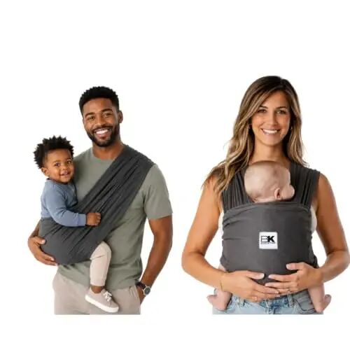 Baby K'tan Breeze Pre-Wrapped Baby Carrier & Wrap, Charcoal, X-Small | Made to fit you & keep baby close. Use size guide. 100% cotton breathable mesh for airflow. No buckles or hardware. - Baby