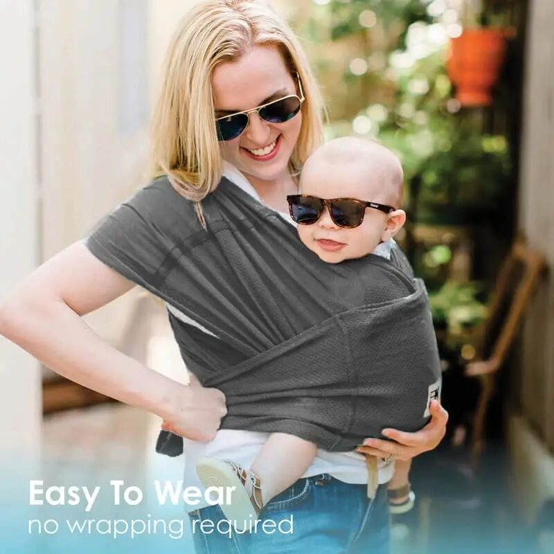 Baby K'tan Breeze Pre-Wrapped Baby Carrier & Wrap, Charcoal, X-Small | Made to fit you & keep baby close. Use size guide. 100% cotton breathable mesh for airflow. No buckles or hardware. - 6