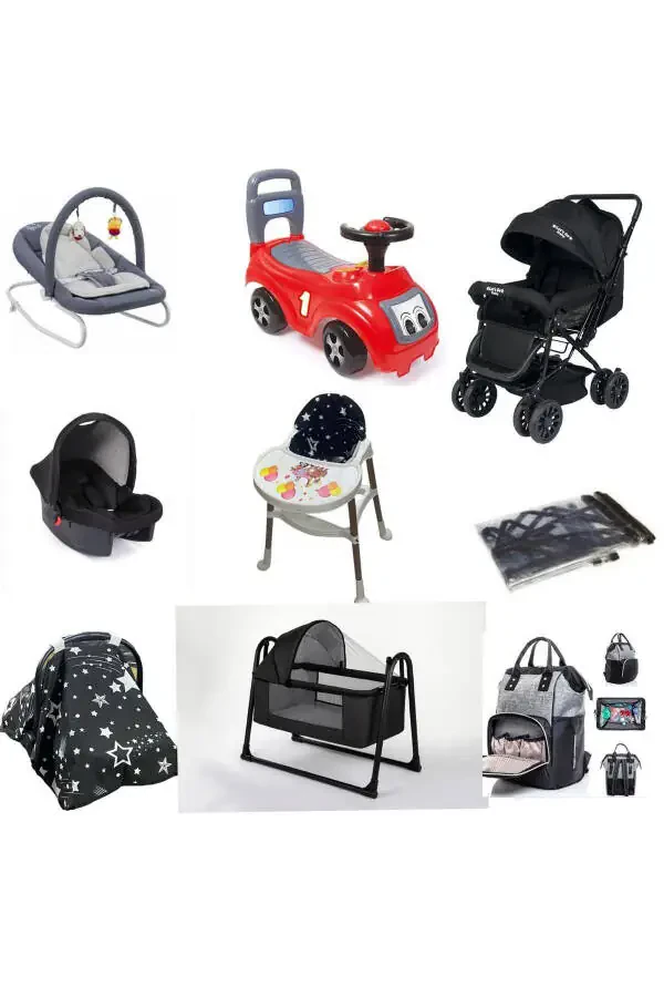 Baby Layette Set 10 Pieces Stroller Crib Bag Pram High Chair Bouncer First - 1