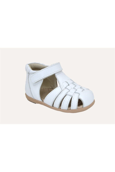 Baby Leather Sandals Thin Sole 1059 White - 6