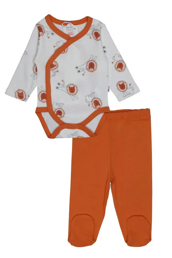 Baby Long Sleeve Snap-Button Romper and Pant Set with Booties, 2 Pack, 100% Organic Cotton - 1