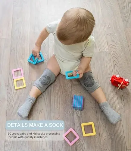 Baby Mid-Crew Socks with Grips (9 Pairs) for 0-7 Years Old Toddler Boy Girl Kids - SIMPLY KIDS (1)