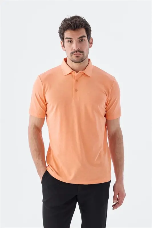 Baby Mouth Button Detailed Slim Fit Polo Collar T-Shirt - JAKAMEN