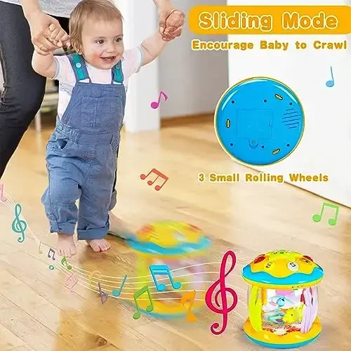Baby Musical Toys 12 Months Rotating Projector Light Up Infant Tummy Time Toys Sensory Toddler Toy Age 1-2-4 New Birthday Gifts for 1 Year Old Girl Boy Baby Aquarium Learning Toy - 5