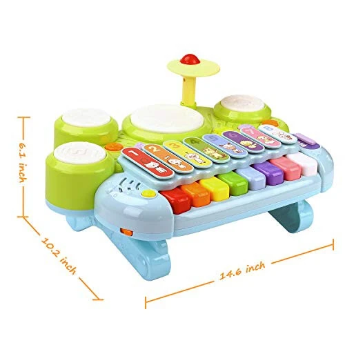 Baby Musical Toys 3 in 1 Piano Keyboard Xylophone Drum Set for 1 Year Old Girls Boys Toys Age 2 Music Instrument Learning Toys for Toddlers 1-3 Easter Gifts Infant Baby Toys 6 9 12 18 24 Month Old - 6