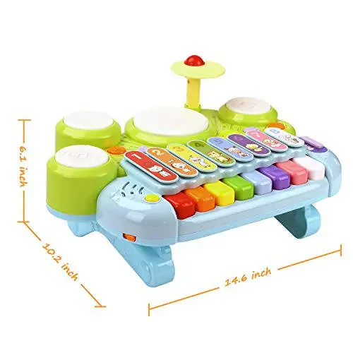 Baby Musical Toys 3 in 1 Piano Keyboard Xylophone Drum Set for 1 Year Old Girls Boys Toys Age 2 Music Instrument Learning Toys for Toddlers 1-3 Easter Gifts Infant Baby Toys 6 9 12 18 24 Month Old - 6