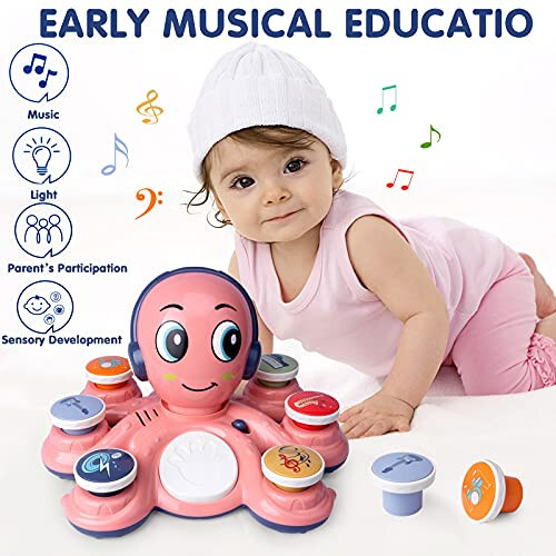 Baby Musical Toys Learning Toys for Toddlers, Octopus Music Toys, Preschooler Musical Educational Instruments Toy for Baby, Birthday Toys for Girls Boys - 4