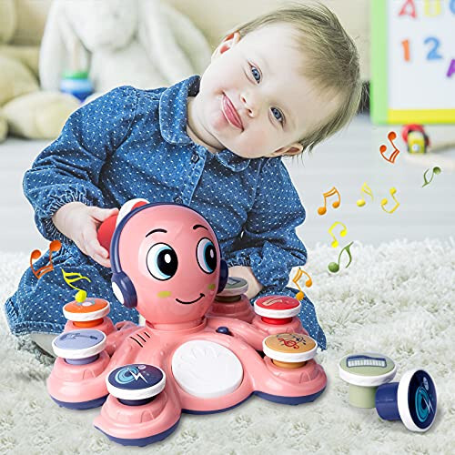 Baby Musical Toys Learning Toys for Toddlers, Octopus Music Toys, Preschooler Musical Educational Instruments Toy for Baby, Birthday Toys for Girls Boys - 5