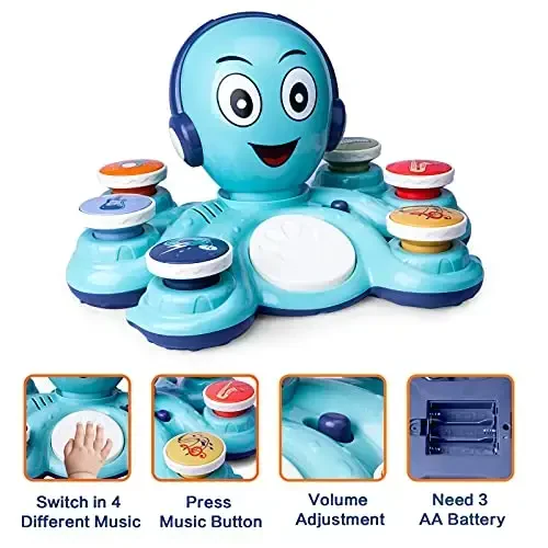 Baby Musical Toys Learning Toys for Toddlers, Octopus Music Toys, Preschooler Musical Educational Instruments Toy for Baby, Birthday Toys for Girls Boys - 3