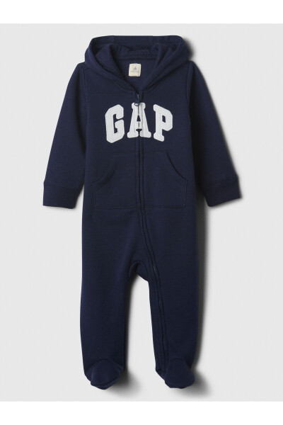 Baby Navy Gap Logo Ear Applique Zip Fleece Jumpsuit - 10