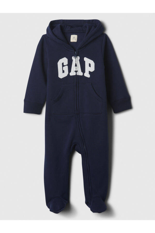 Baby Navy Gap Logo Ear Applique Zip Fleece Jumpsuit - 7