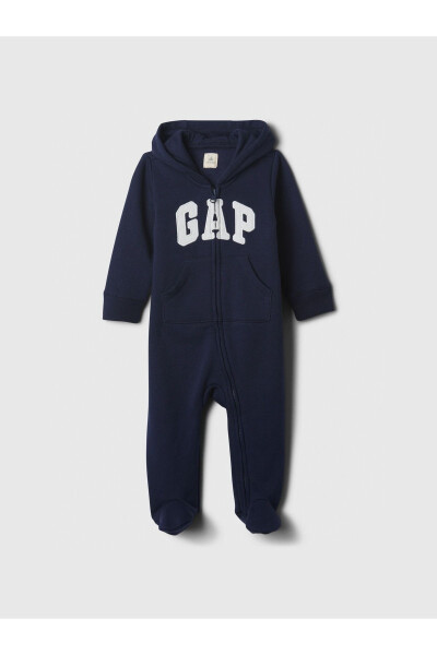 Baby Navy Gap Logo Ear Applique Zip Fleece Jumpsuit - 1