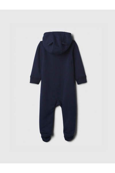 Baby Navy Gap Logo Ear Applique Zip Fleece Jumpsuit - 3