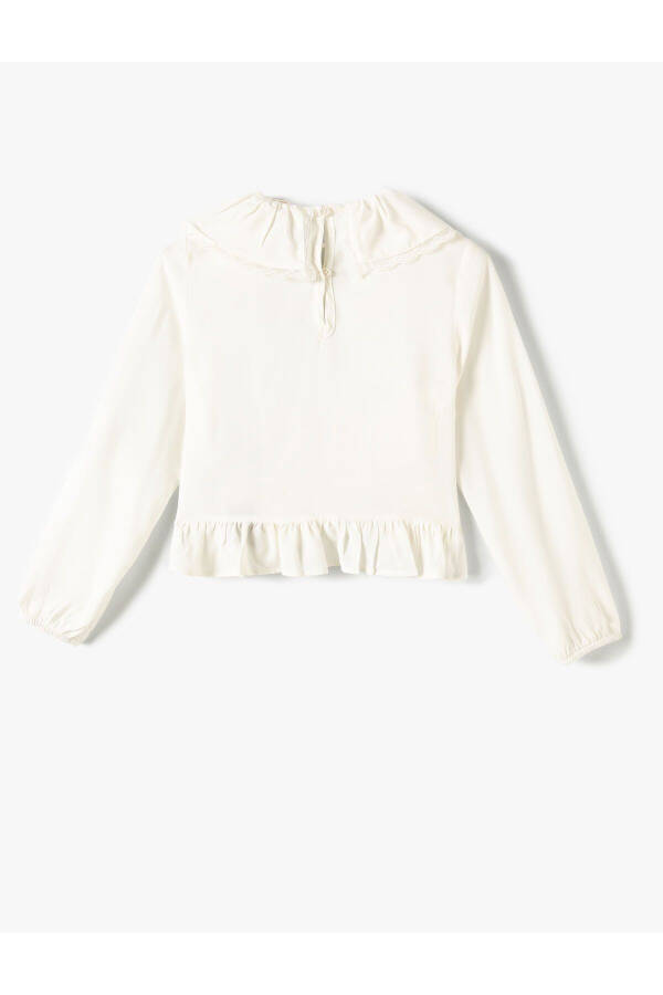 Baby neck, long sleeve, frilled viscose blouse - 5