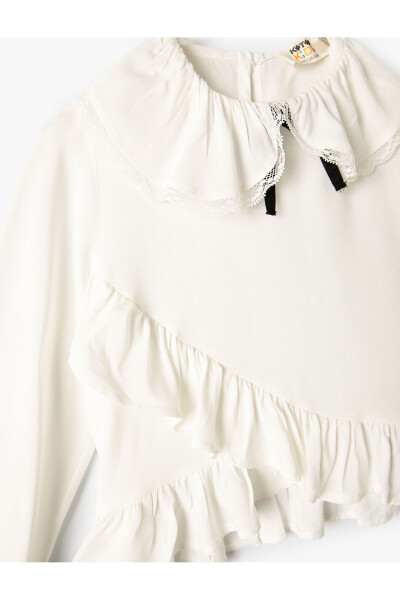 Baby neck, long sleeve, frilled viscose blouse - 6