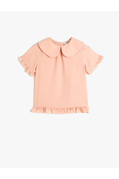 Baby neck, ruffle detail, short sleeve blouse. - 4