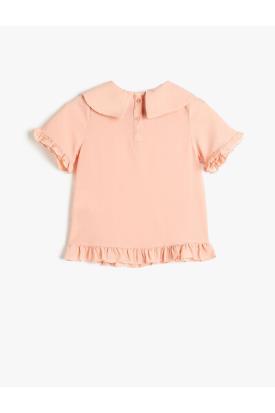 Baby neck, ruffle detail, short sleeve blouse. - 5