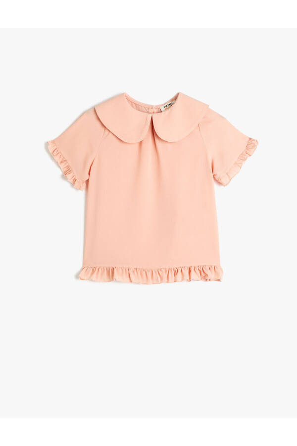 Baby neck, ruffle detail, short sleeve blouse. - 1