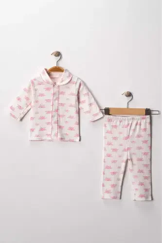 Baby Newborn Child Girl Boy Cotton Frilly Pajamas Set Gift-Pink - 1