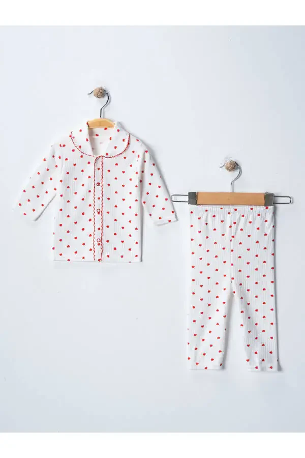 Baby Newborn Infant Girl Boy Cotton Embroidered Pajama Set Gift - 2
