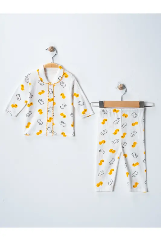 Baby Newborn Kid Girl Boy Cotton Pajamas Set with Lace - White - 6