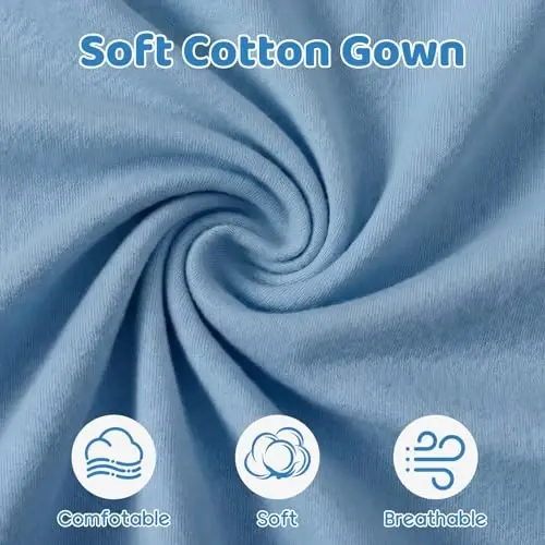 Baby Newborn Knotted Gown 0-6 Months, Super Soft Infant Long Sleeve Sleepwear for Girl and Boy, Baby Coming Home Hospital Outfit with Hat Set Light Blue - 5