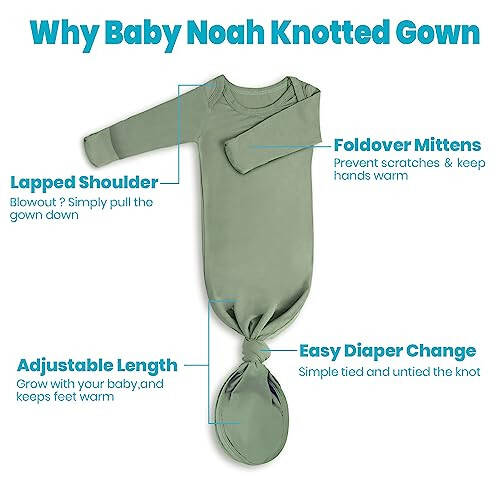 Baby Noah Knotted Gown with Hat and Headband &Clip - 47