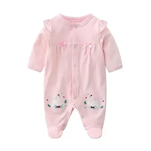 Baby One Piece Romper Soft Cotton Sleepwear Footed Jumpsuit for 0-12 Month Infant - 1