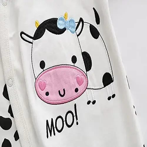 Baby One Piece Romper Yumshoq Paxta Uyqu Kiyimi 0-12 Oylik Chaqaloqlar uchun Oyoqli Kombinezon - 3