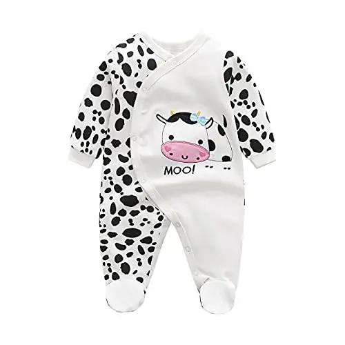 Baby One Piece Romper Yumshoq Paxta Uyqu Kiyimi 0-12 Oylik Chaqaloqlar uchun Oyoqli Kombinezon 