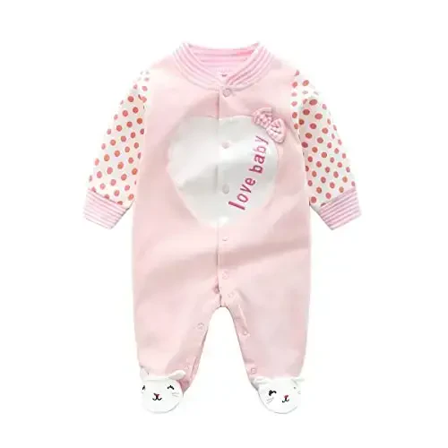 Baby One Piece Romper Yumshoq Paxta Uyqu Kiyimi Oyoqli Kombinezon 0-12 Oylik Chaqaloq uchun - 1