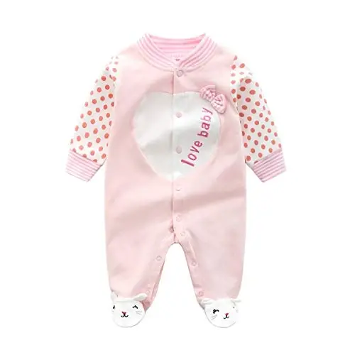 Baby One Piece Romper Yumshoq Paxta Uyqu Kiyimi Oyoqli Kombinezon 0-12 Oylik Chaqaloq uchun 
