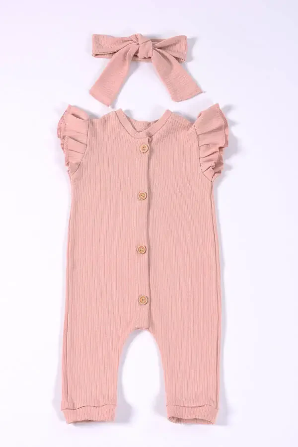 Baby Organic Ribbed Cotton Sleeveless Jumpsuit - 1
