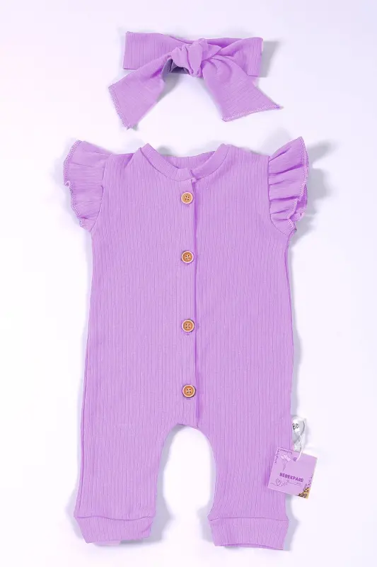 Baby Organic Ribbed Cotton Sleeveless Jumpsuit-purple - BEBEKPARE