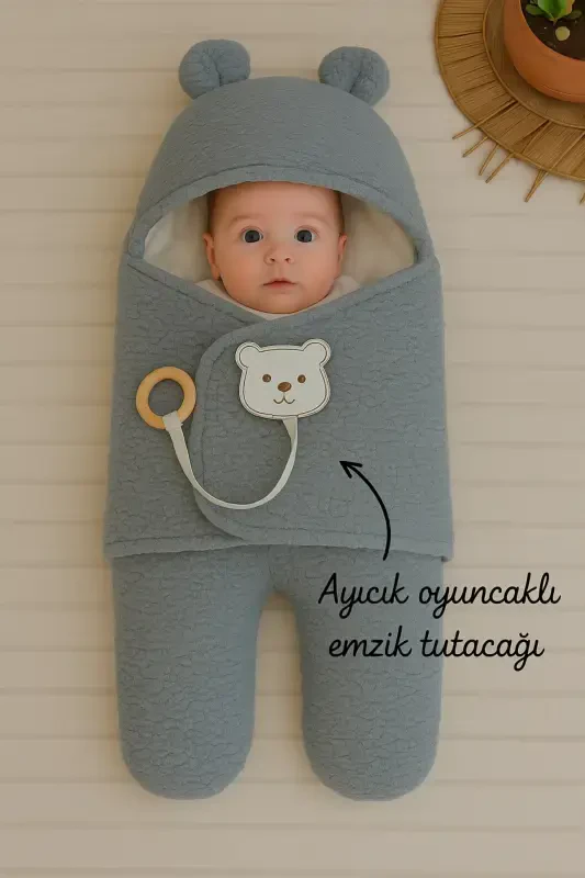 Baby Outer Swaddle Blanket Plush Footed Welsoft Sleeping Bag Winter Coat Newborn 0-12 Months-GRAY - TOMUYCUK