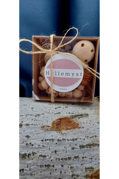 Baby Pacifier Clip Short Names Custom Natural Wood Beads - 5