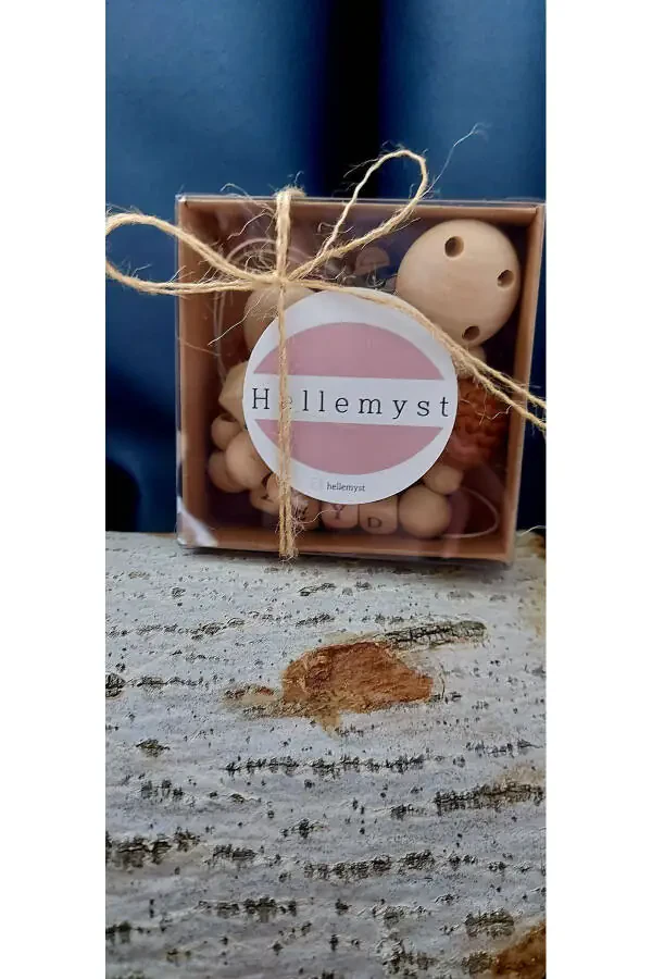 Baby Pacifier Clip Short Names Custom Natural Wood Beads - 5