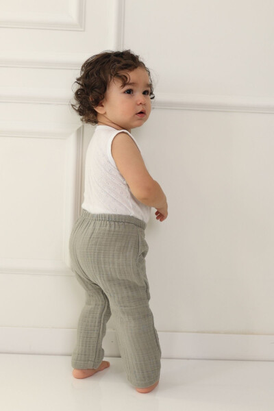 Baby Pants 4 Layer Muslin Fabric Elastic Waist - 3